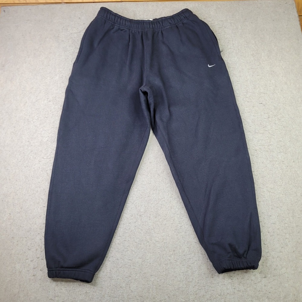 Nike Club Fleece Sweatpants Mens L Black Heavyweight Embroidered Swoosh Thick